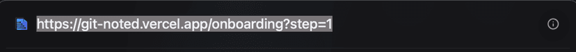 Git Note Project Onboarding form:  Image: GitNote url with searchParams